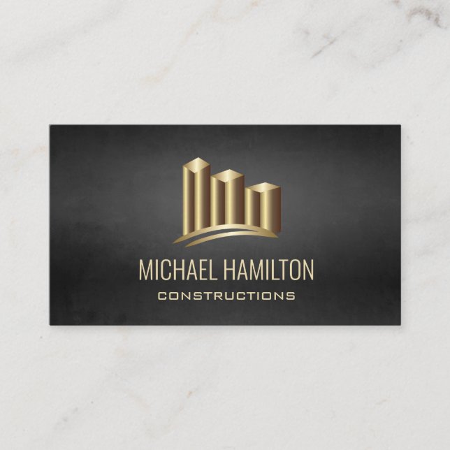 Professional simple real estate construction logo  business card (Front)