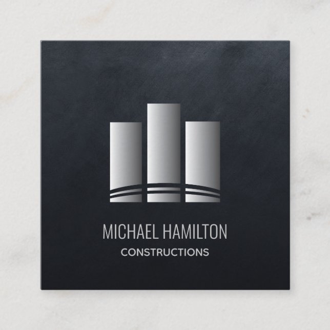 Professional simple real estate construction logo square business card (Front)