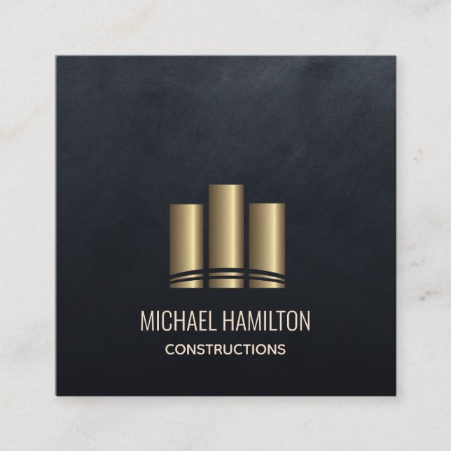 Professional simple real estate construction logo square business card (Front)