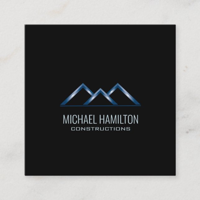 Professional simple real estate construction logo square business card (Front)