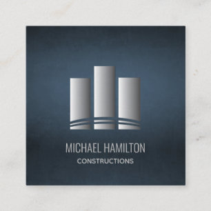 Professional simple real estate construction logo square business card