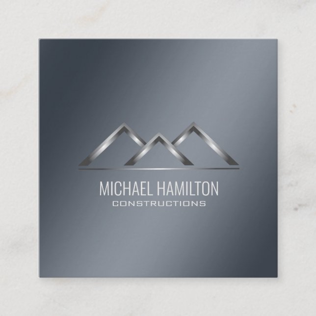 Professional simple real estate construction logo square business card (Front)