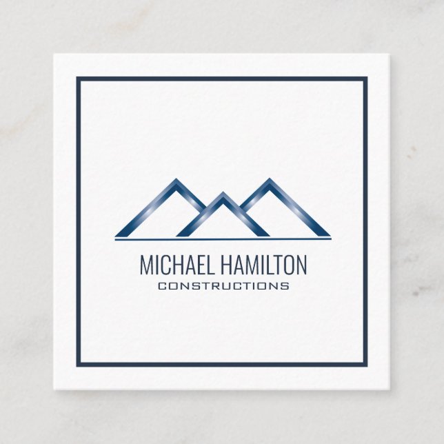Professional simple real estate construction logo square business card (Front)