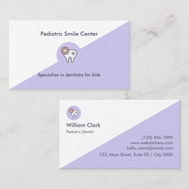 Professional Simple Soft Lavender Children Clean Business Card (Front/Back)