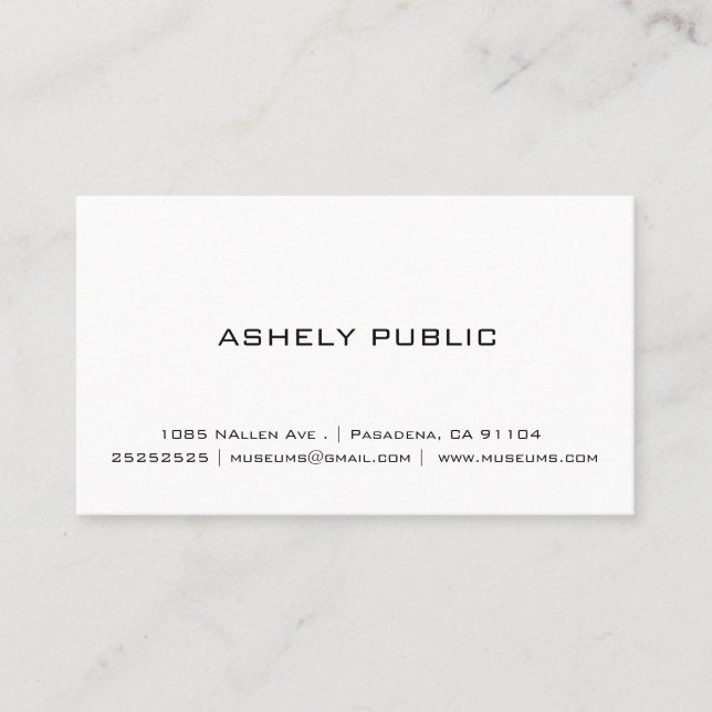 Professional Simple White Business Cards (Front)