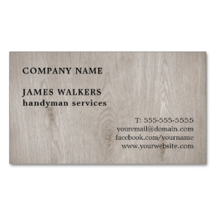 Professional Simple Wooden Floor Handyman Magnetic Business Card