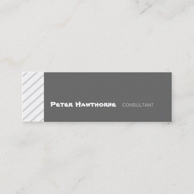 Professional Slanted Minimal Geometric Stripe Mini Business Card (Front)