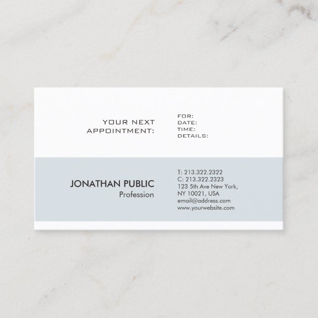 Professional Sleek Chic Appointment Reminder Plain (Front)