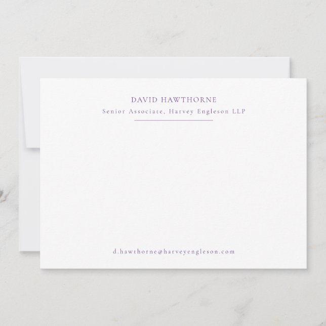 Professional Sleek Correspondence Note  Card (Front)
