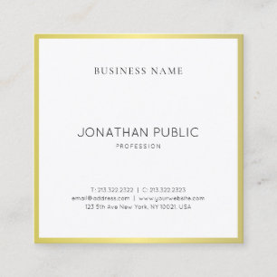 Professional Sleek Design Elegant Gold Plain Luxe Square Business Card