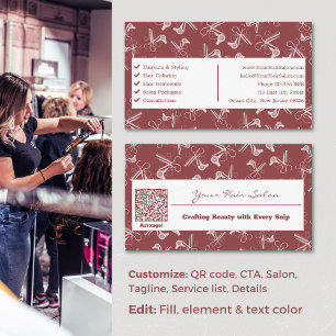 Professional Smoky Topaz & Pink Hair Salon Business Card