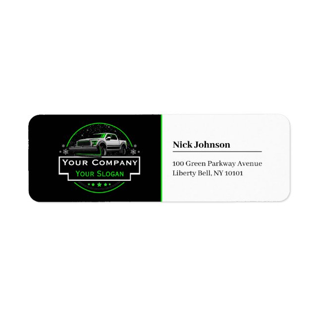 Professional Snow Removal, Snow Ploughing Company Return Address Label (Front)