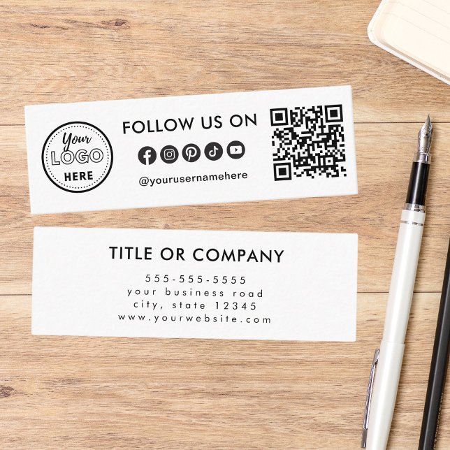 Professional Social Media Logo Follow Me Qr Code Mini Business Card (Creator Uploaded)