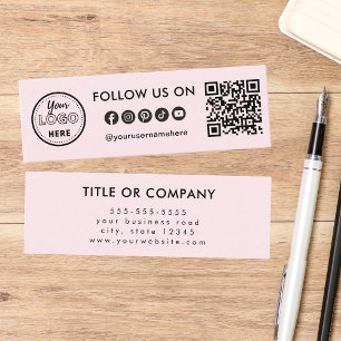 Professional Social Media Logo Follow Me Qr Code Mini Business Card