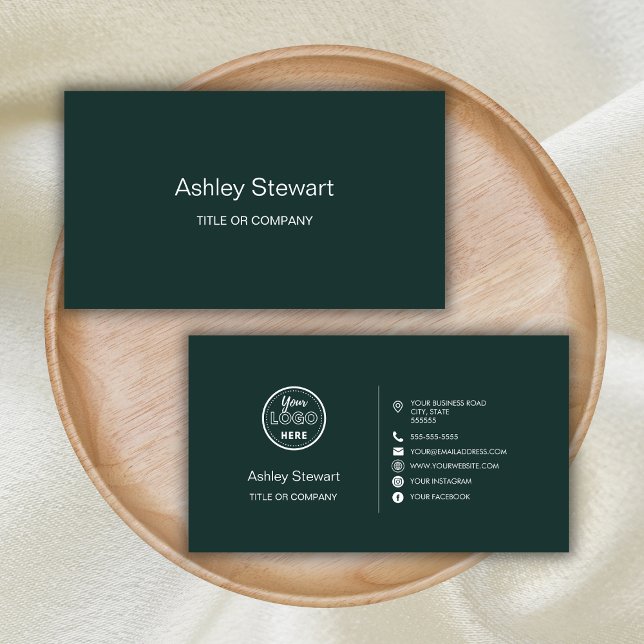 Professional Social media Logo Modern Dark Green Business Card (Creator Uploaded)