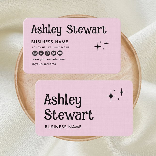 Professional Social Media Website Modern Pink Business Card (Creator Uploaded)