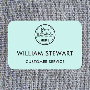 Professional Soft Blue Custom Logo Employee Staff Name Tag