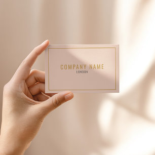 Professional soft peach thin gold border business card
