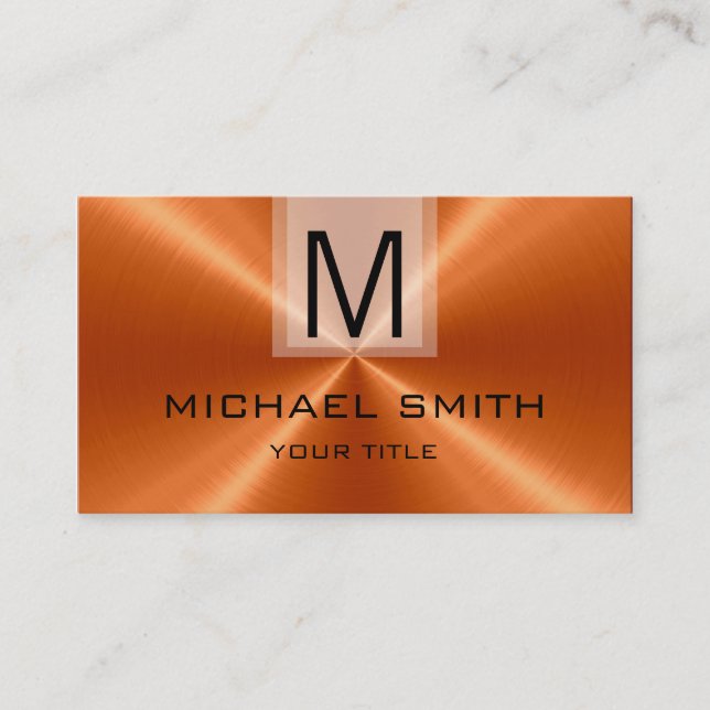 Professional Stainless Steel Metal Monogram #17 Business Card (Front)