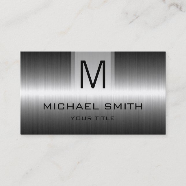 Professional Stainless Steel Metal Monogram #5 Business Card (Front)