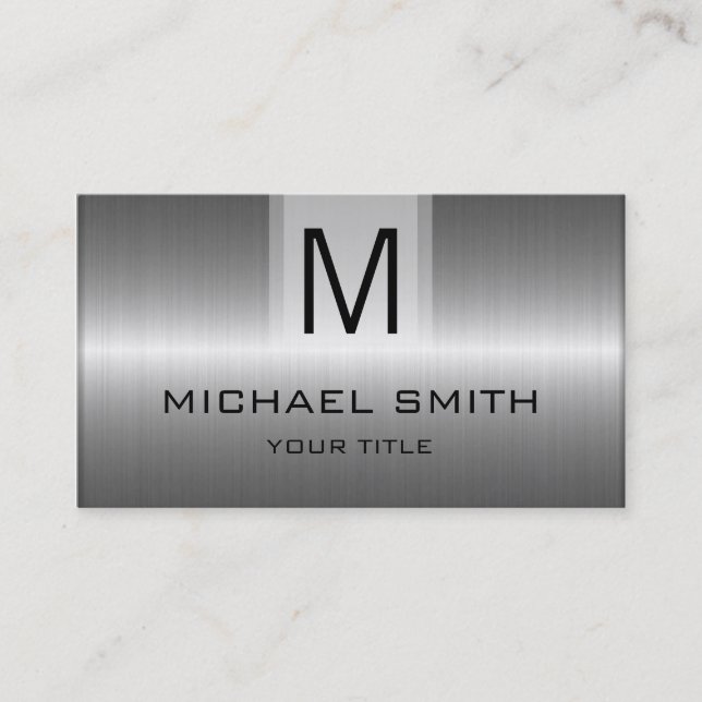 Professional Stainless Steel Metal Monogram Business Card (Front)
