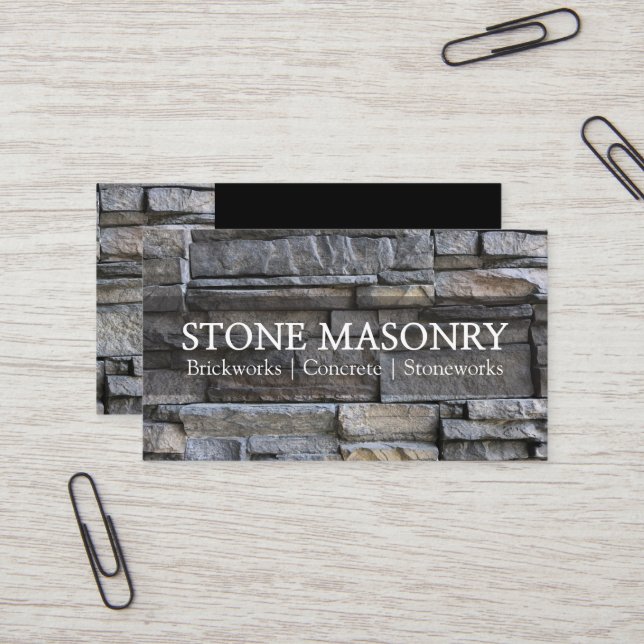 Professional Stone Masonry Business Card Design (Front/Back In Situ)