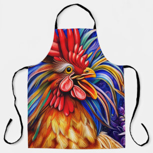 Professional Strikingly Bold Red Rooster Apron