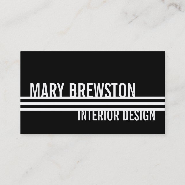 Professional Stripes Business Cards in Sleek Black (Front)