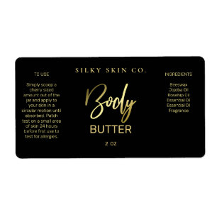 Professional Styled Black Gold Body Butter Labels