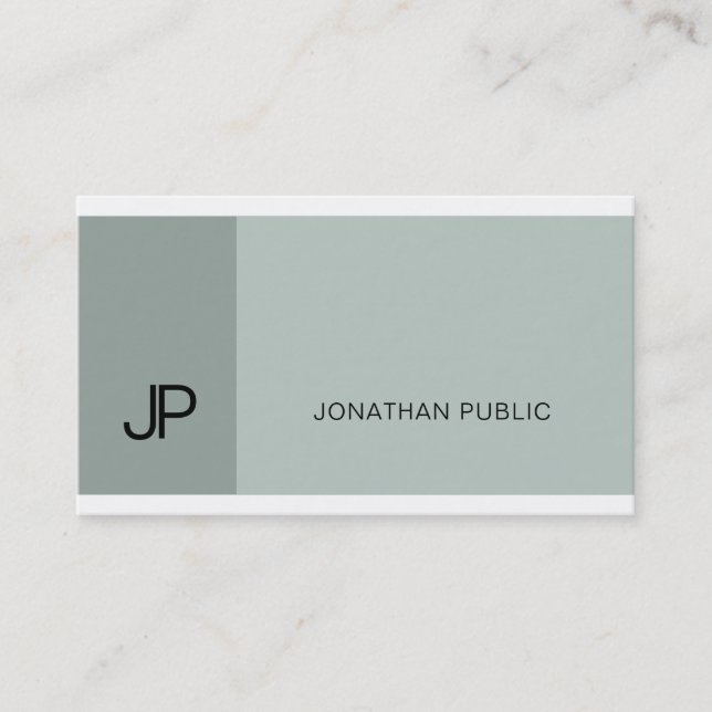 Professional Stylish Blue Green Modern Monogram Business Card (Front)