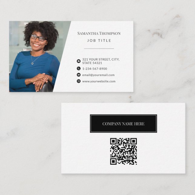 Professional Stylish Employee Business Photo Business Card (Front/Back)