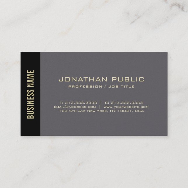 Professional Stylish Gold Script Plain Luxury Chic Business Card (Front)