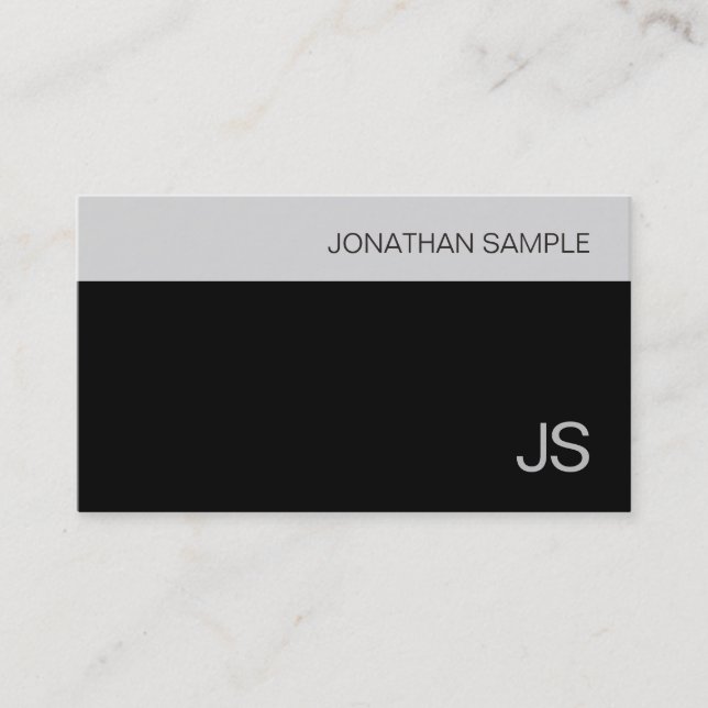 Professional Stylish Minimalist Monogram Plain Business Card (Front)