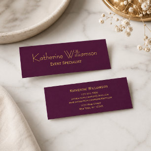 Professional Stylish Modern Minimalist Burgundy Mini Business Card