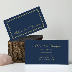 Professional Stylish Monogram Script Name Gold Business Card
