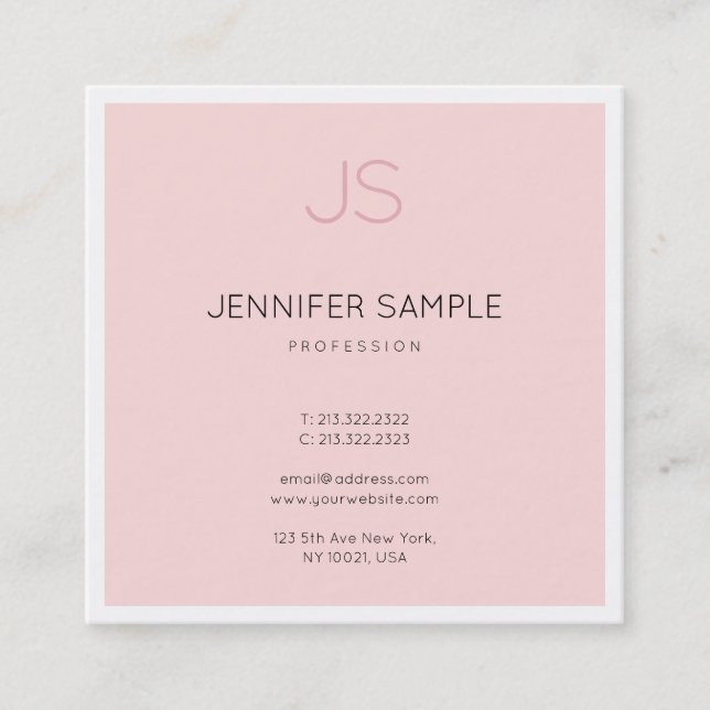 Professional Stylish Monogram Sleek Design Luxury Square Business Card (Front)
