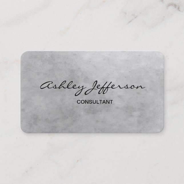 Professional Stylish Script Trendy Grey Business Card (Front)