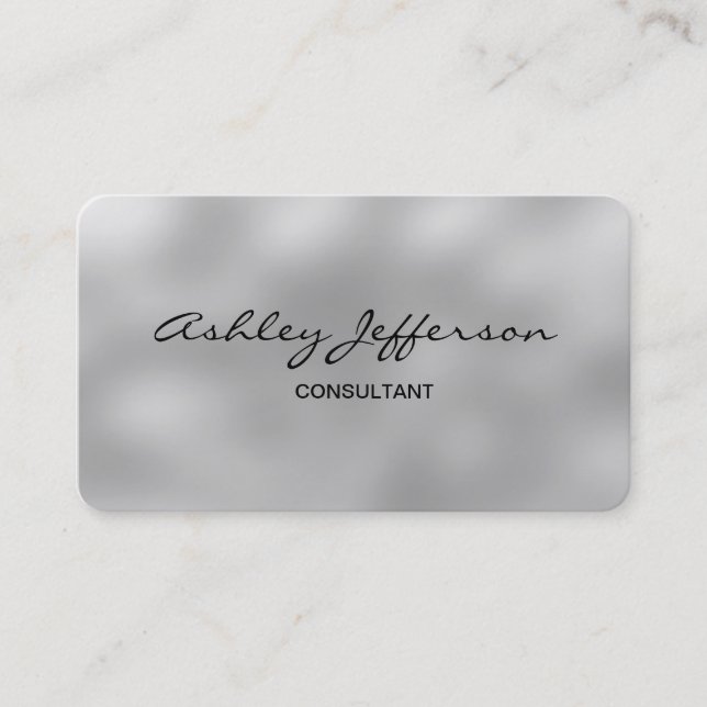 Professional Stylish Script Trendy Grey Business Card (Front)