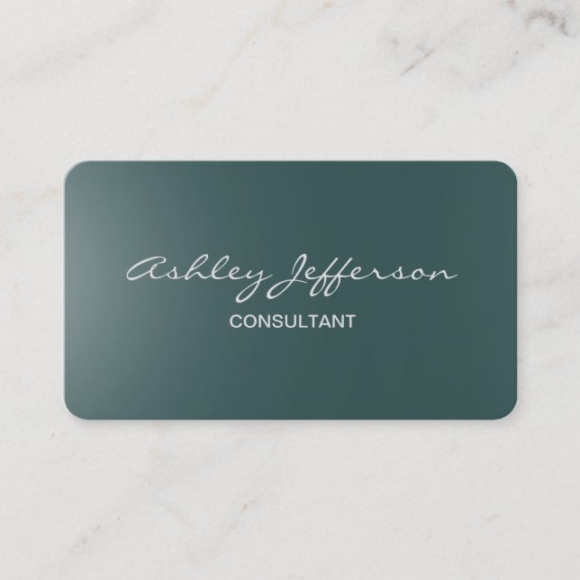 Professional Stylish Script Trendy Slate Grey Blue Business Card (Front)