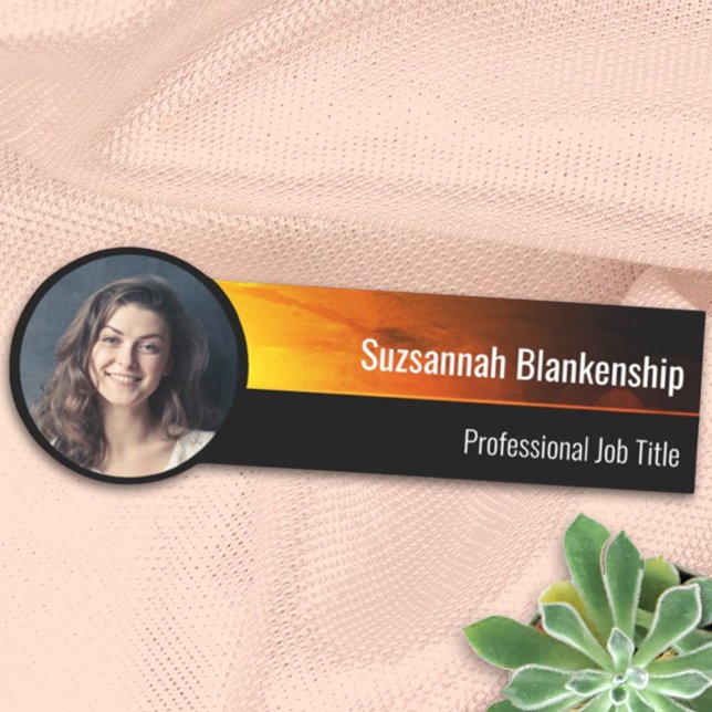 Professional Sunset Art Custom Photo Name Tag (Creator Uploaded)