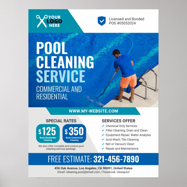 Professional Swimming Pool Cleaning Services Poster (Front)