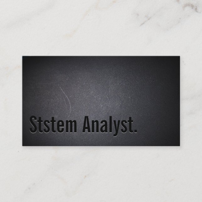 Professional System Analyst Minimalist Dark Business Card (Front)
