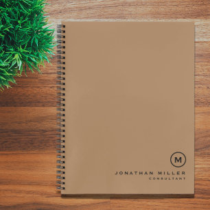 Professional Tan & Black Monogram Initial Notebook