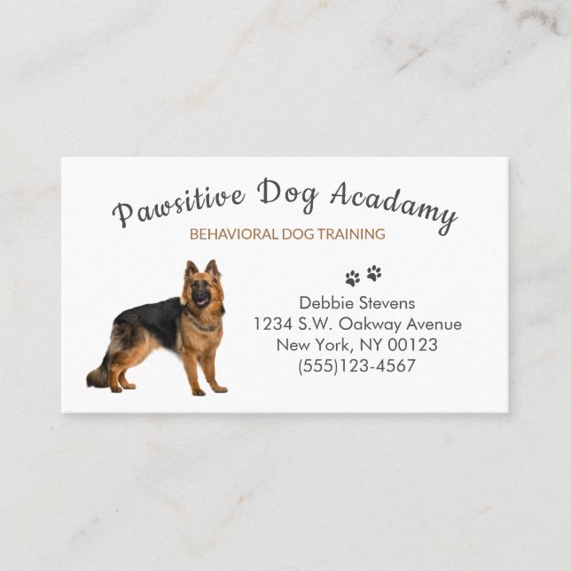 Professional Tan German Shepherd Dog Training Business Card (Front)