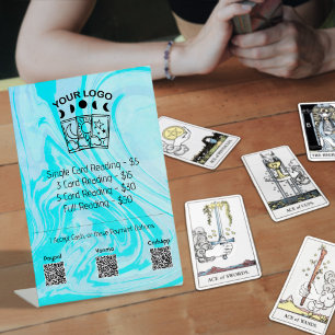 Professional Tarot Reader Logo Teal Price List Pedestal Sign