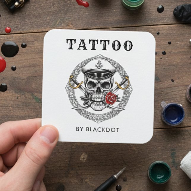 Professional Tattoo Artist Tattoos Studio QR Code Square Business Card (Creator Uploaded)