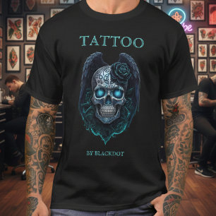Professional Tattooist Winged Skull Tattoo Shop T-Shirt
