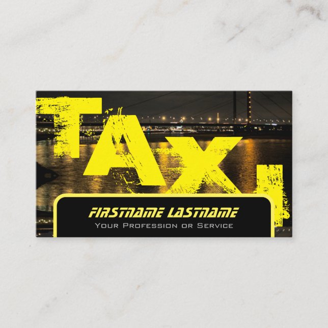 Professional taxi driver cabdriver yellow taxi business card (Front)