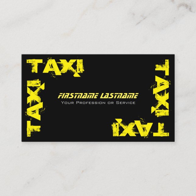 Professional taxi driver cabdriver yellow taxi business card (Front)