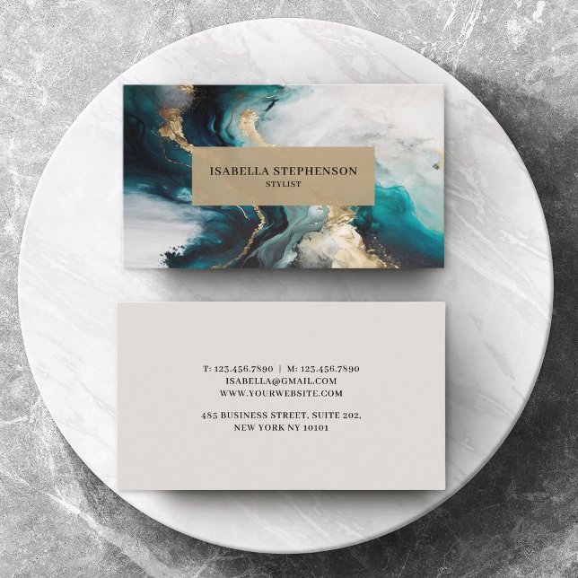 Professional Teal Gold Abstract Modern Business Card (Creator Uploaded)
